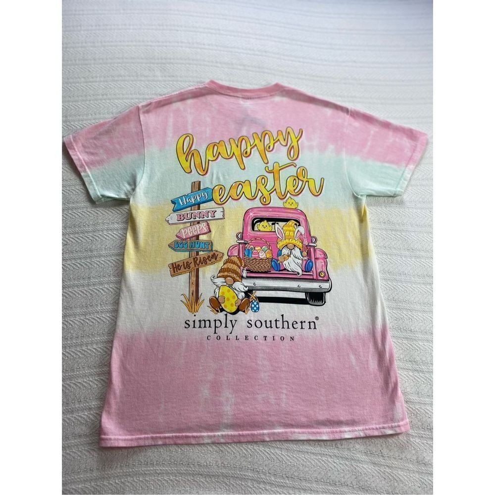Simply Southern Juniors MEDIUM Happy Easter Short Sleeve Top - Picture 2 of 7